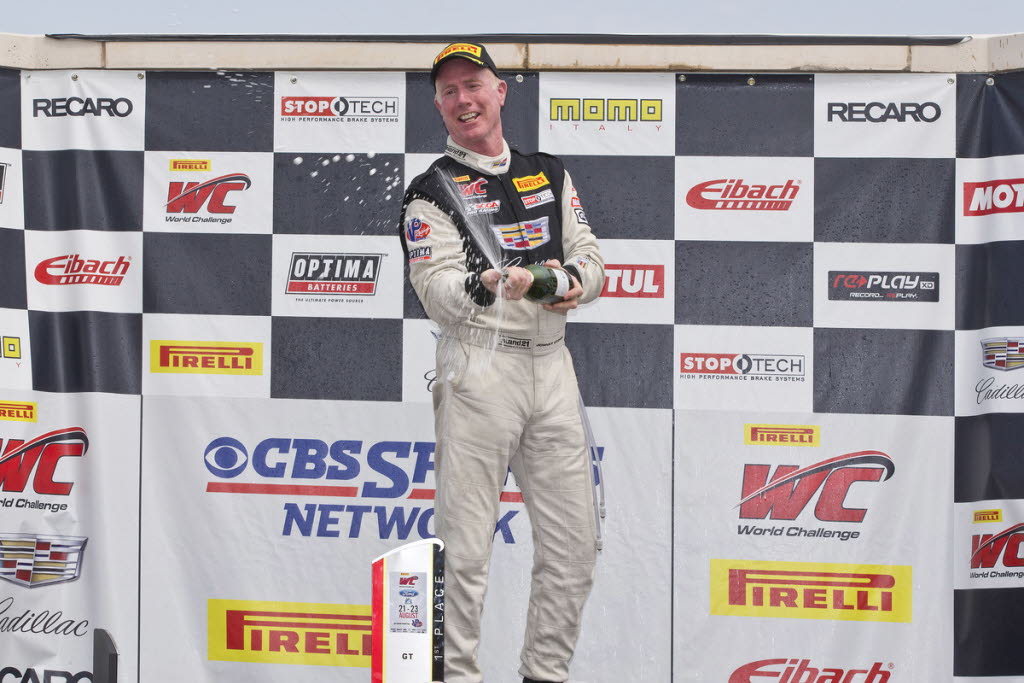 Johnny O’Connell celebrates in victory lane. (John Machaqueiro/Cadillac Photo)