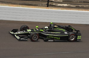 Juan Pablo Montoya practices his Team Penske machine for the Indianapolis 500. [Joe Jennings Photo]