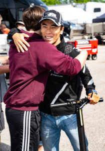 Camin Hellmich and Takuma Sato at Road America. [Rich Zimmermann Photo]