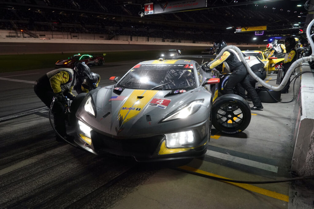 Corvettes in the pits. [Jack Webster photo]