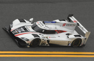 The #77 Pole winning Mazda Team Joest DPi flies through the high banks in Turn 4 at Daytona. [Joe Jennings Photo]