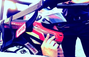 Gabby Chaves is strapped in and ready for his first USAC Midget race at the Indianapolis Speedrome. [Photo by Steve Zautke]