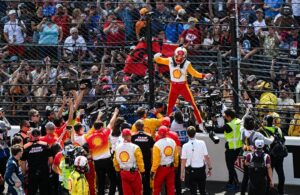 Josef Newgarden celebrates his win - 107th Running of the Indianapolis 500 Presented By Gainbridge - By: James Black