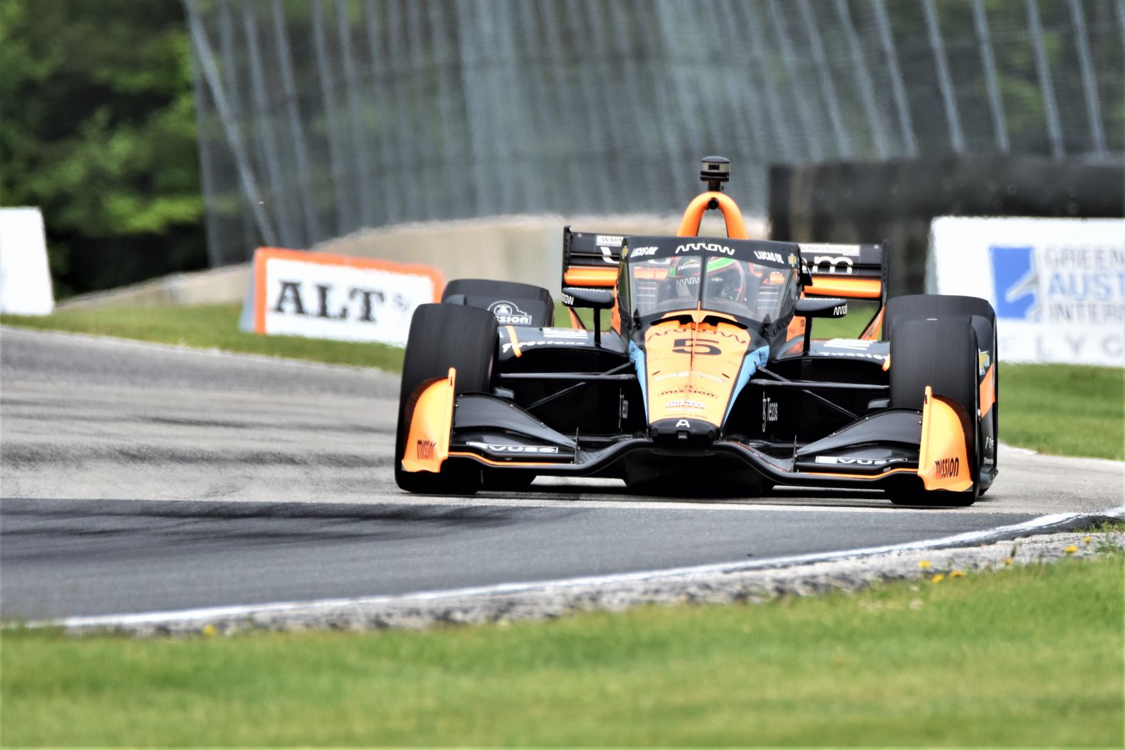 Pato O'Ward leads the second round of practice at Road America. [John Wiedemann photo]